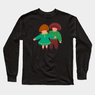 Cute and happy mushroom boy and girl, version 2 Long Sleeve T-Shirt